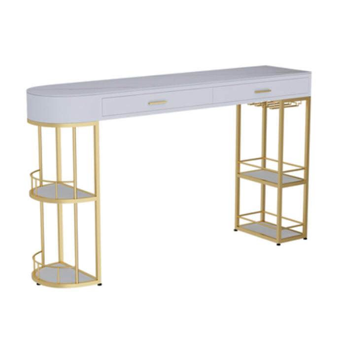 Glam Style Stone Bar Table 1/3/4 Pieces Counter Table with Upholstered Stools