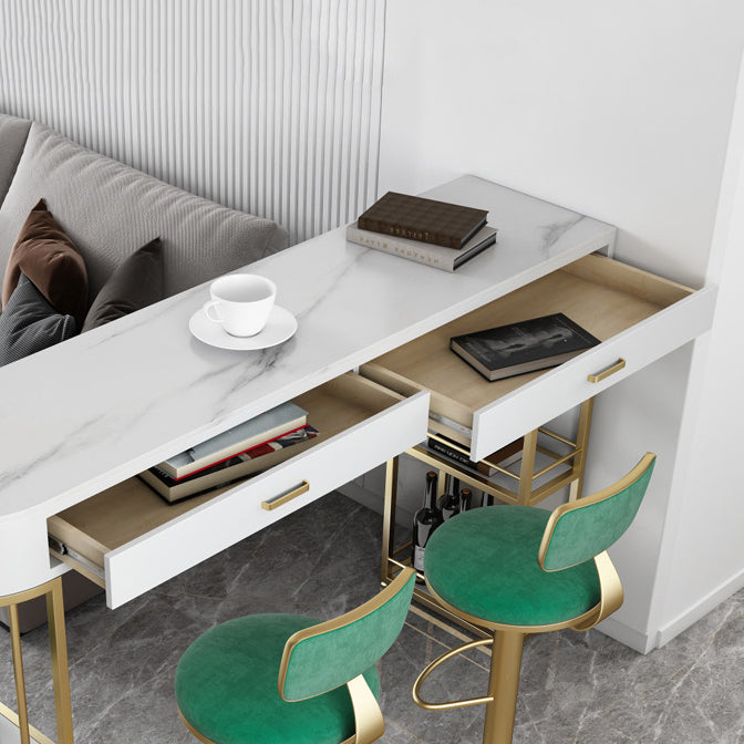 Glam Style Stone Bar Table 1/3/4 Pieces Counter Table with Upholstered Stools