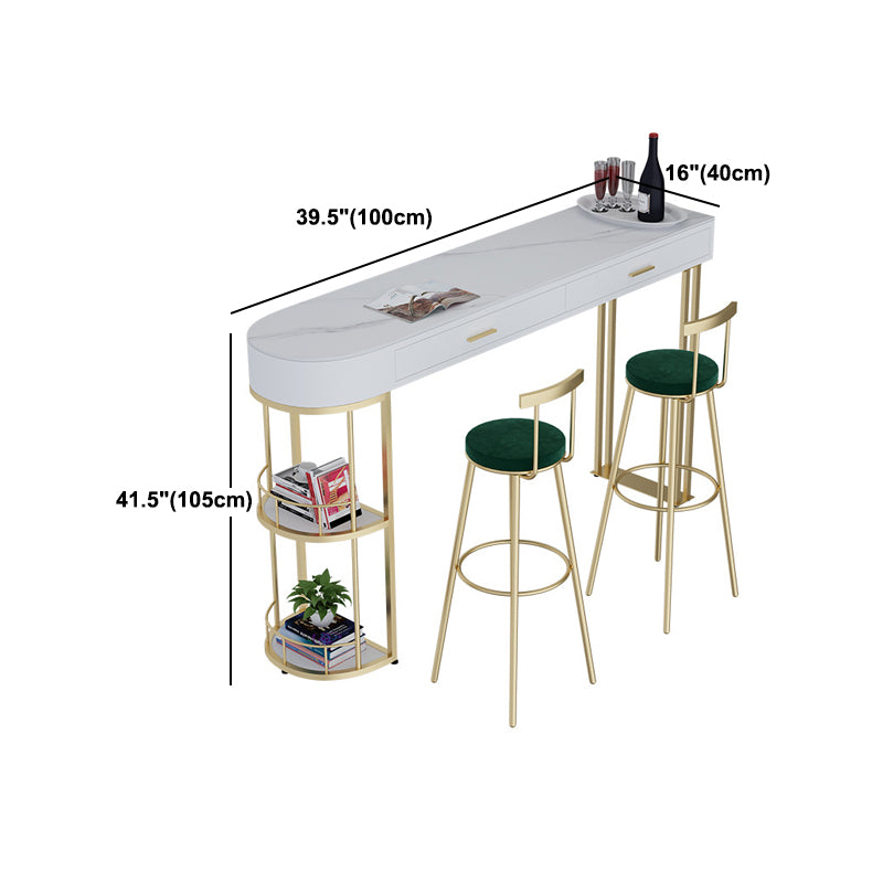 Glam Style Stone Bar Table 1/3/4 Pieces Counter Table with Upholstered Stools