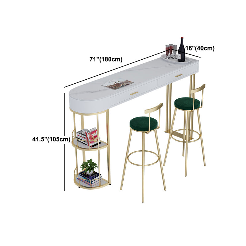Glam Style Stone Bar Table 1/3/4 Pieces Counter Table with Upholstered Stools