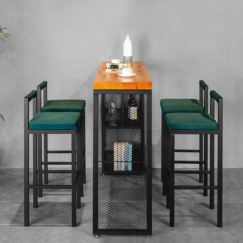 Industrial Rectangle Bar Set 1/3/5 Pieces Pine Wood Top Pub Table Set for Small Places