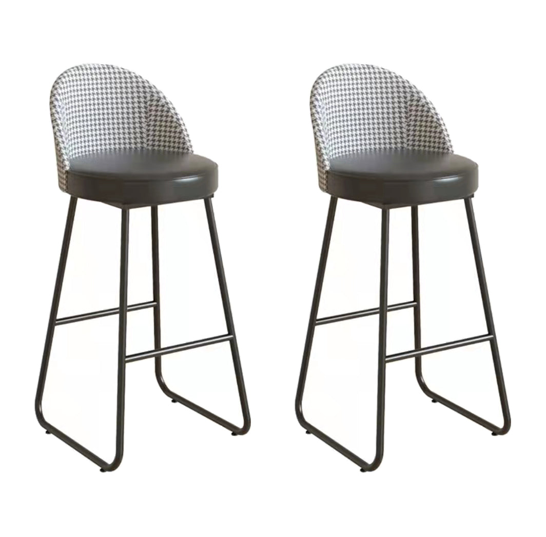 Industrial Round Bar Table Set 1/2/3 Pieces Stone Counter Table with Solid Back Stools