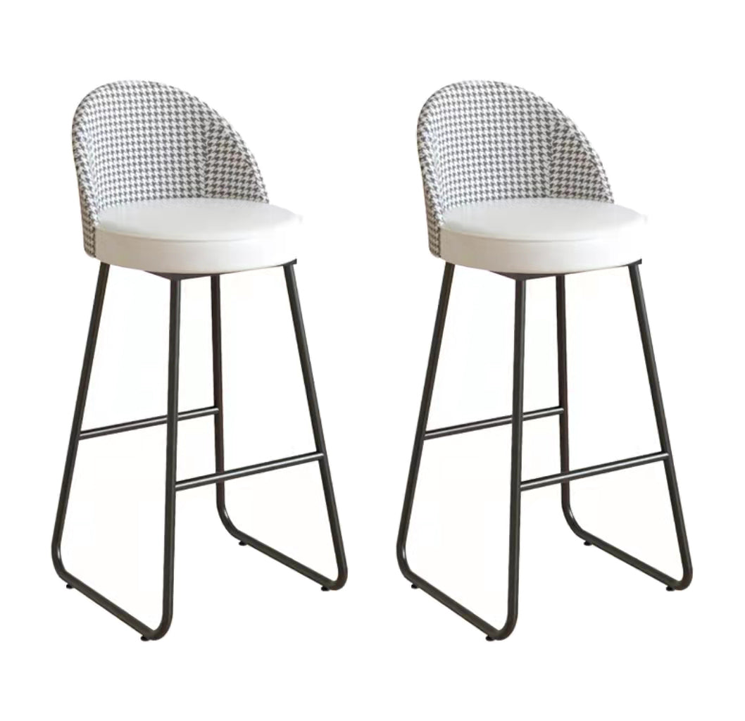 Industrial Round Bar Table Set 1/2/3 Pieces Stone Counter Table with Solid Back Stools