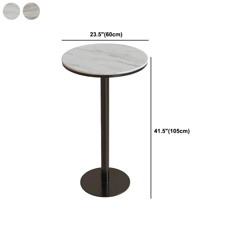 Industrial Round Bar Table Set 1/2/3 Pieces Stone Counter Table with Solid Back Stools