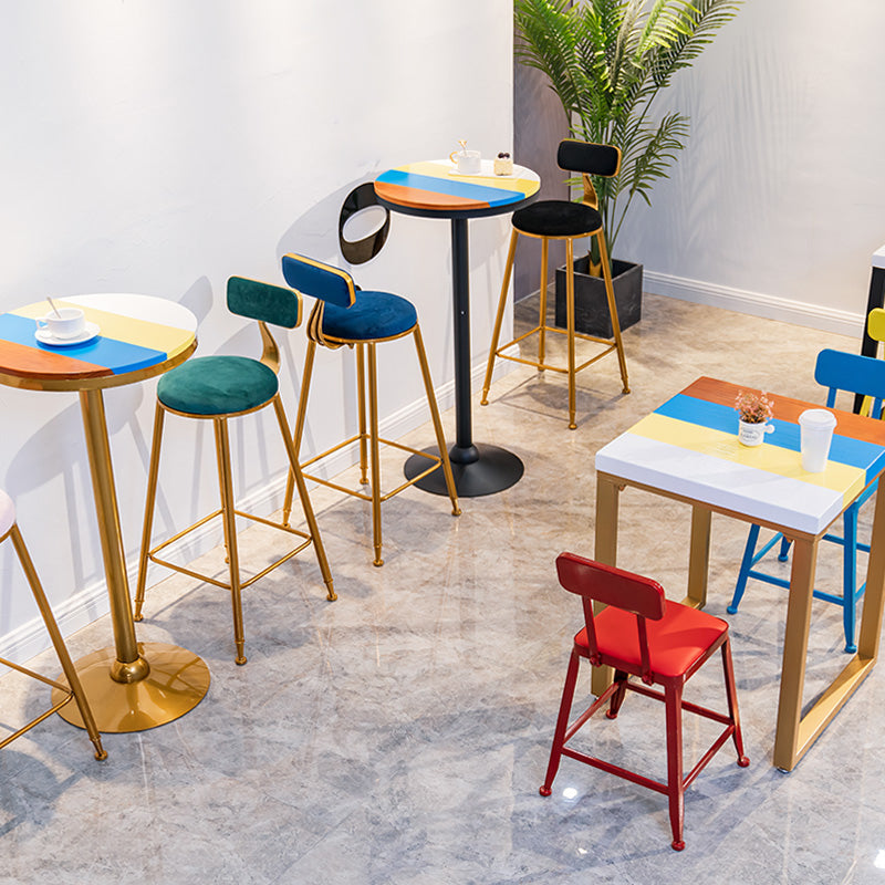 Solid Wood Bar Table Set Glam Round 1/3 Pieces Counter Table for Dining Room