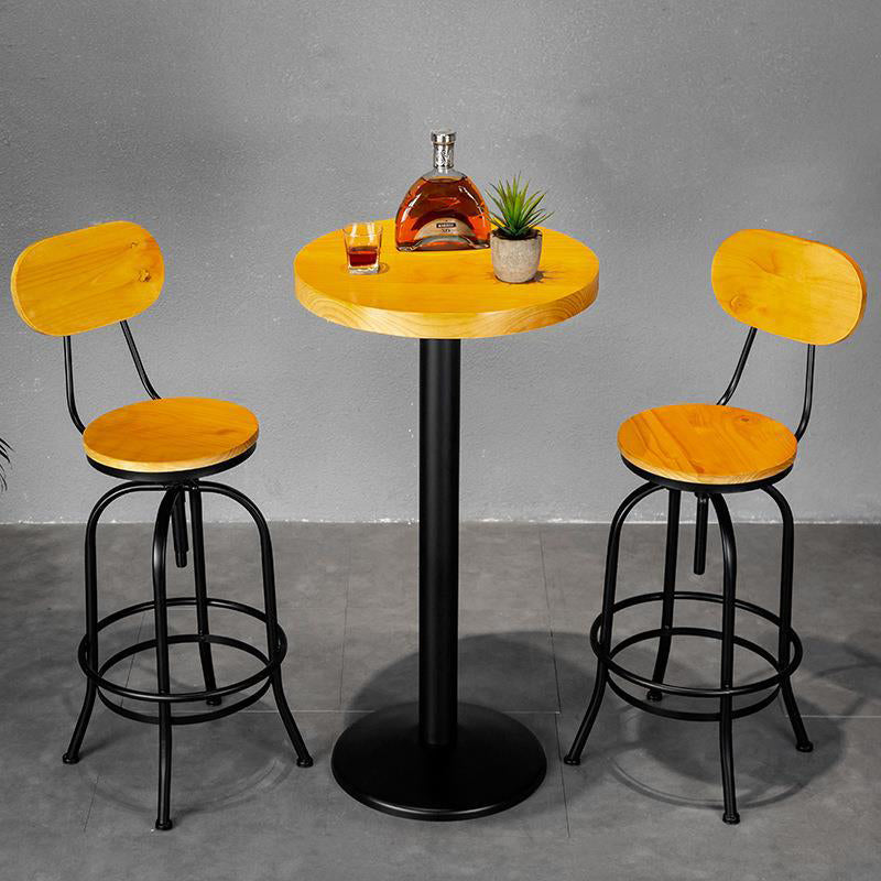 1/2/3 Pieces Industrial Style Round Bar Table Set Solid Wood Bistro Set