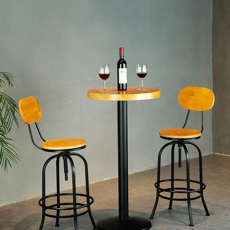 1/2/3 Pieces Industrial Style Round Bar Table Set Solid Wood Bistro Set
