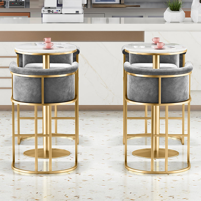 Modern Faux Marble Top Pub Table Set 1/3/5 Pieces White Bar Set with Upholstered Stools