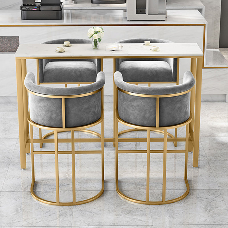 Modern Faux Marble Top Pub Table Set 1/3/5 Pieces White Bar Set with Upholstered Stools