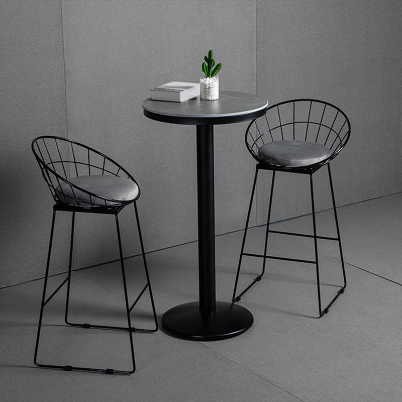 1/2/3 Pieces Round Bar Table Set Stone Bar Table with Upholstered Bar Stools