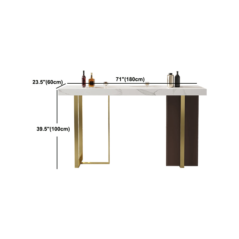 1/2/3 Pieces White Bar Set Glam Stone Top Pub Table with Brown Upholstered Stools