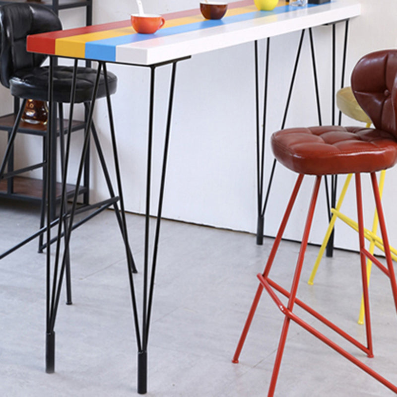 1/4 Pieces Wood Top Bar Table with Upholstered Stools Industrial Rectangle Pub Set