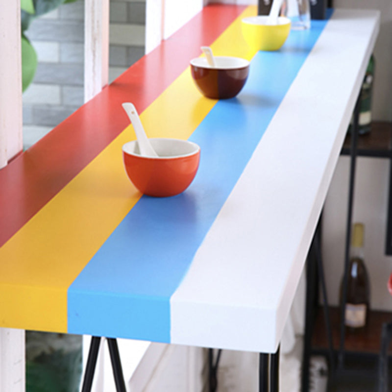 1/4 Pieces Wood Top Bar Table with Upholstered Stools Industrial Rectangle Pub Set