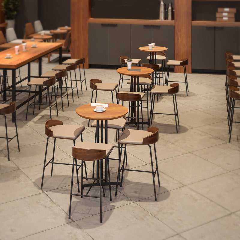 1/5/9 Pieces Modern Wood Bar Table Set Counter Table with Upholstered Stools