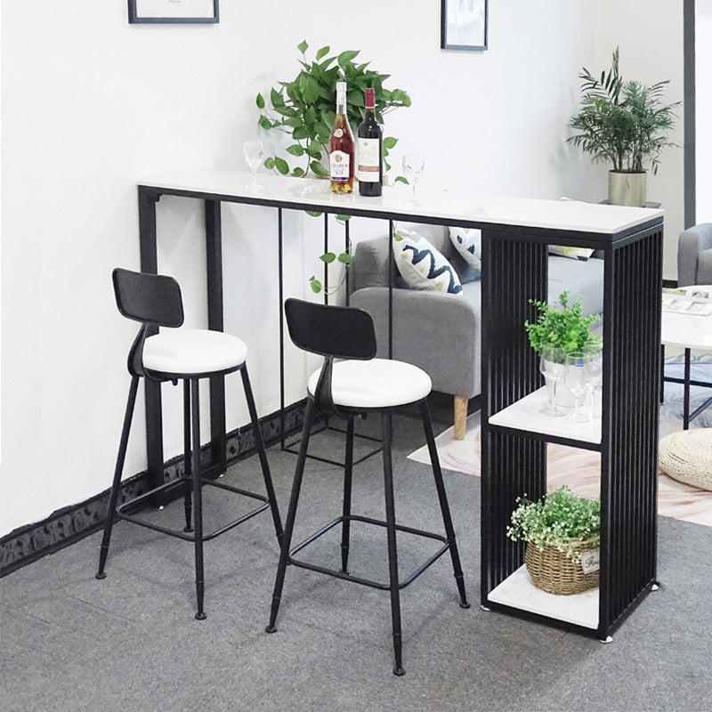 Glam Style Fixed Bar Table 1/2/3 Pieces Faux Marble Rectangle Counter Table