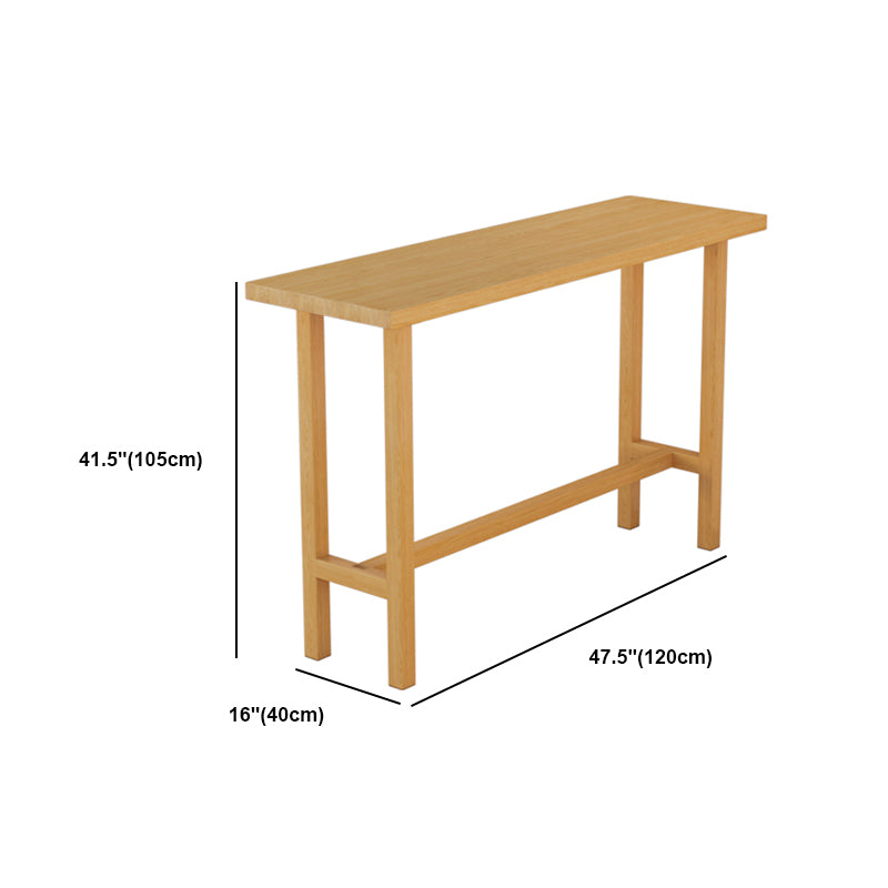 Natural Bar Table Set 1/4 Pieces Rectangle Solid Wood Counter Table Set