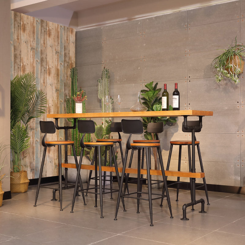 Solid Wood Bar Table Set Modern Rectangle 1/2/7 Pieces Counter Table