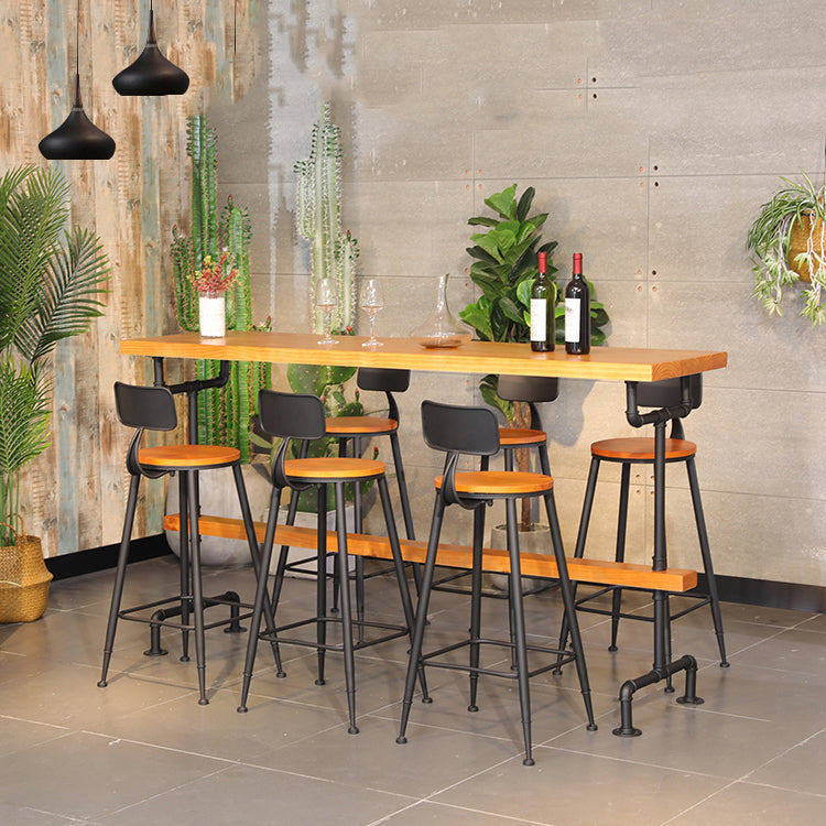 Solid Wood Bar Table Set Modern Rectangle 1/2/7 Pieces Counter Table