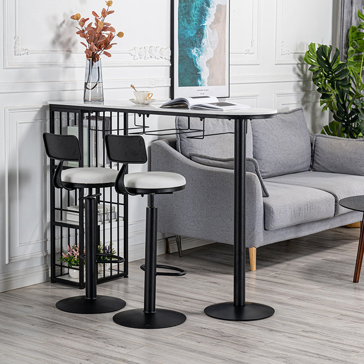 Glam Style Bar Table 1/3 Pieces Faux Marble Counter Table with Upholstered Stools