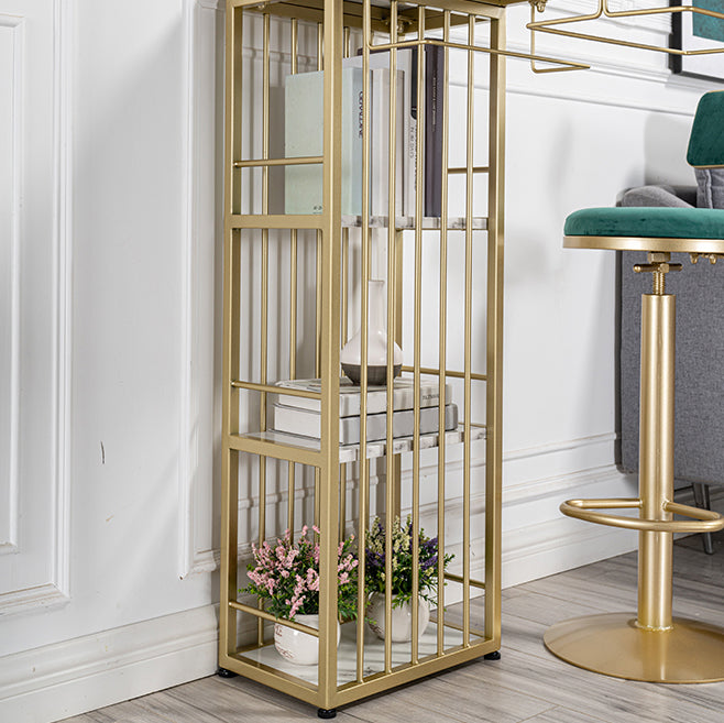 Glam Style Bar Table 1/3 Pieces Faux Marble Counter Table with Upholstered Stools