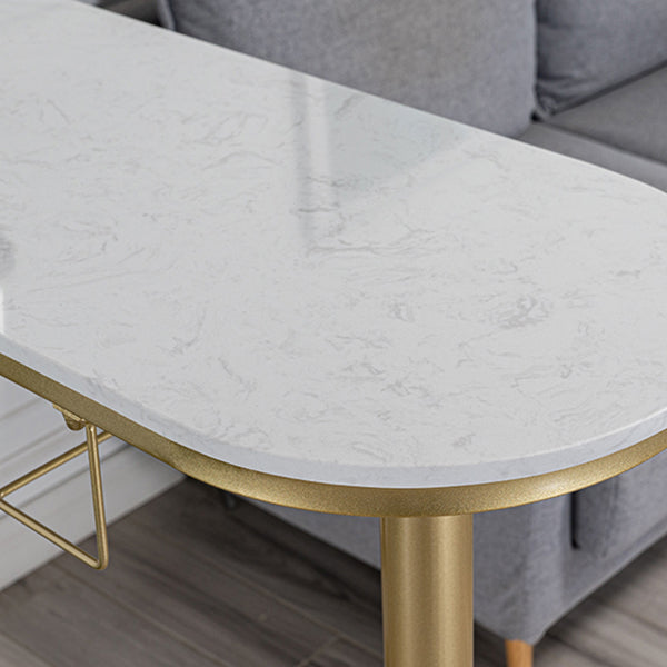 Glam Style Bar Table 1/3 Pieces Faux Marble Counter Table with Upholstered Stools