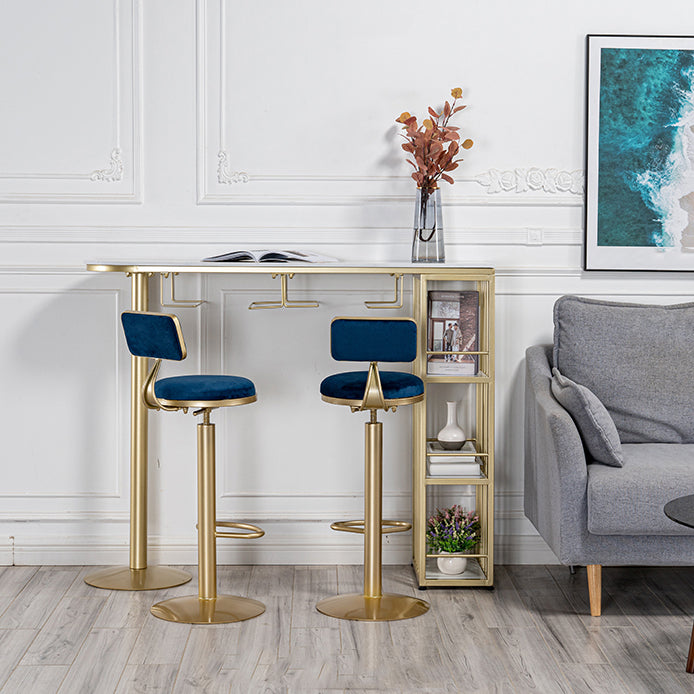 Glam Style Bar Table 1/3 Pieces Faux Marble Counter Table with Upholstered Stools