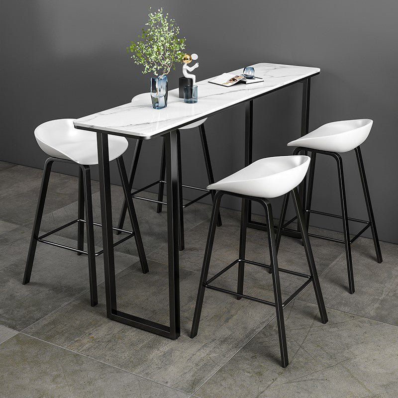Industrial Rectangle Bar Table Set 1/2/3/5 Pieces Stone Counter Table for Indoor
