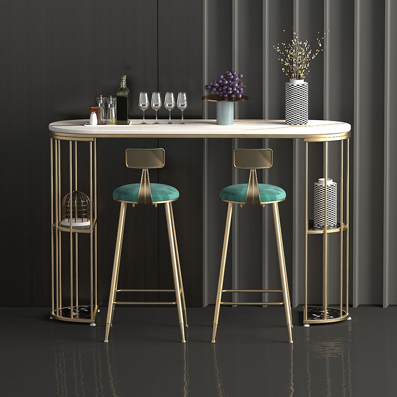 Glam Style Oval Bar Table 1/3 Pieces Stone Counter Table for Indoor