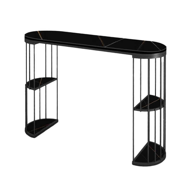Glam Style Oval Bar Table 1/3 Pieces Stone Counter Table for Indoor