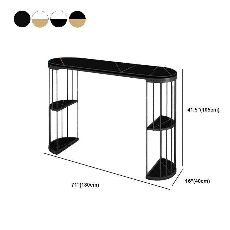 Glam Style Oval Bar Table 1/3 Pieces Stone Counter Table for Indoor