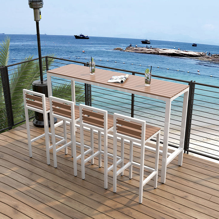 Industrial Faux Wood Pub Table Set 1/5 Pieces Bar Set with Metal Frame