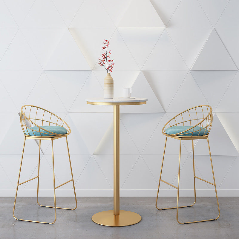 Modern 1/2/3/4 Pieces Metal Bar Table Set Round Bar Table with High Stools for Kitchen