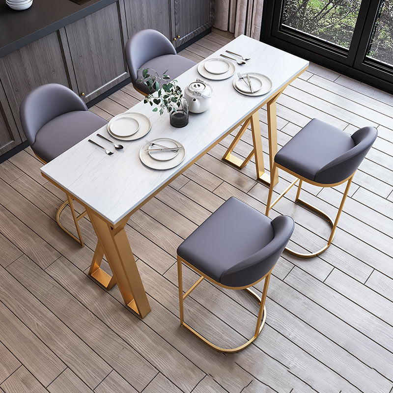 1/2/3/5/7 Pieces Modern Rectangular Pub Table Set Sintered Stone Top Bistro Table Set