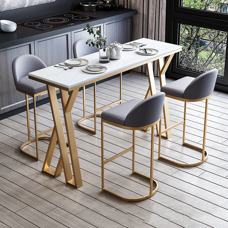 1/2/3/5/7 Pieces Modern Rectangular Pub Table Set Sintered Stone Top Bistro Table Set