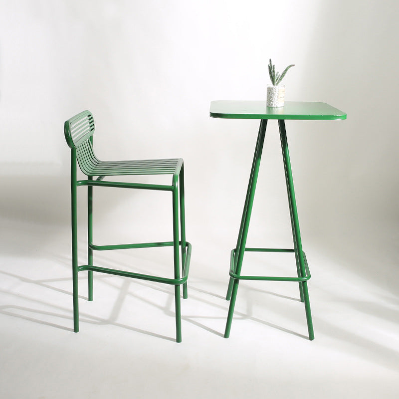 Industrial Square Bar Table Set 1/2 Pieces Pub Table Set with Metal Base