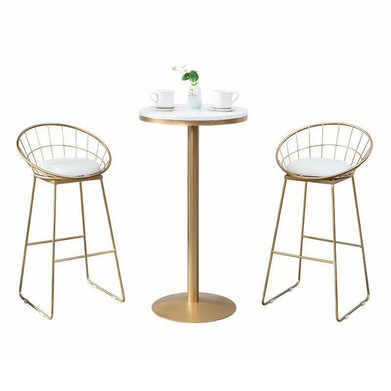 Glam Style Round Bar Table Set 1/3/5 Pieces Solid Wood Counter Table for Indoor