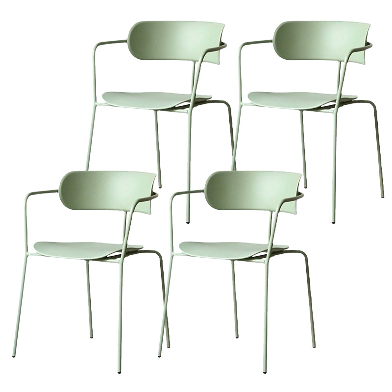 Contemporary Style Arm Chair Plastic Open Back Side Dining Chair with Metal Base