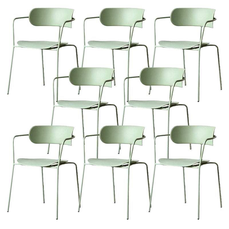 Contemporary Style Arm Chair Plastic Open Back Side Dining Chair with Metal Base