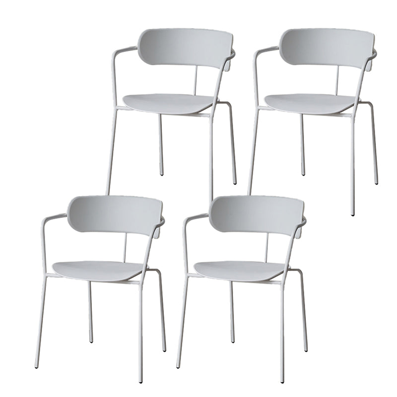 Contemporary Style Arm Chair Plastic Open Back Side Dining Chair with Metal Base