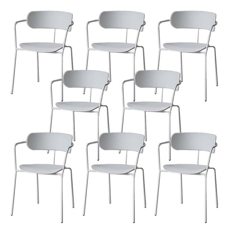 Contemporary Style Arm Chair Plastic Open Back Side Dining Chair with Metal Base