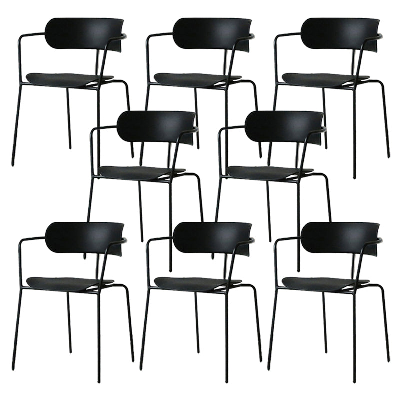 Contemporary Style Arm Chair Plastic Open Back Side Dining Chair with Metal Base