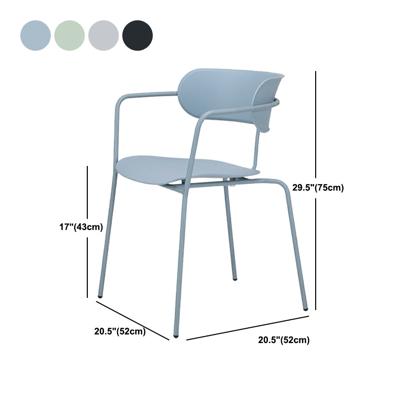 Contemporary Style Arm Chair Plastic Open Back Side Dining Chair with Metal Base