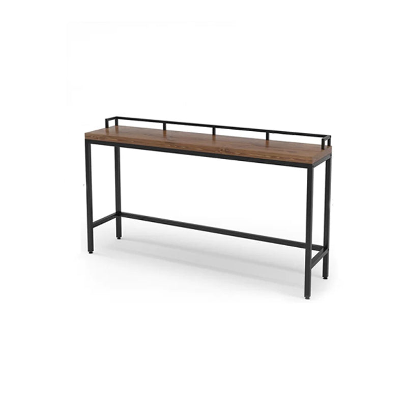 Modern 41.3"H Bar Table Black Iron Solid Wood Dining Table for Patio