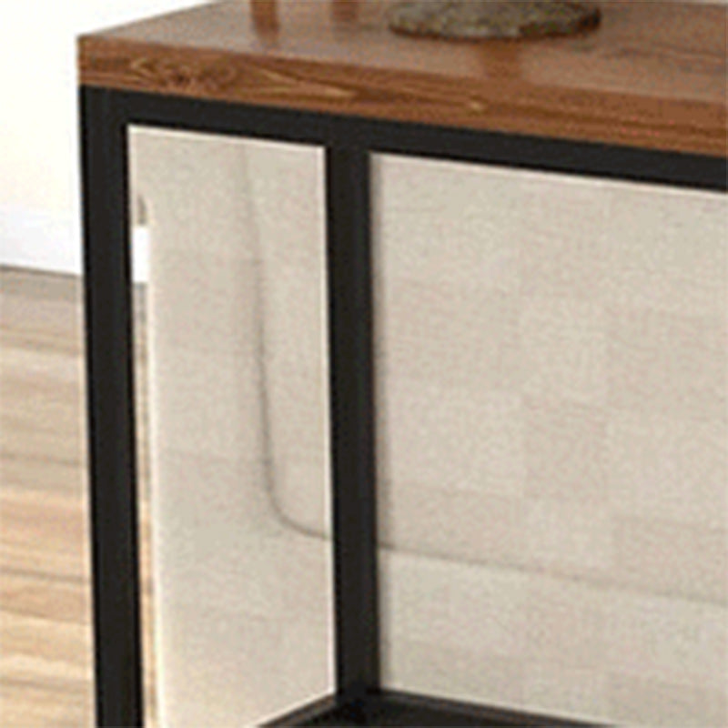 Modern 41.3"H Bar Table Black Iron Solid Wood Dining Table for Patio