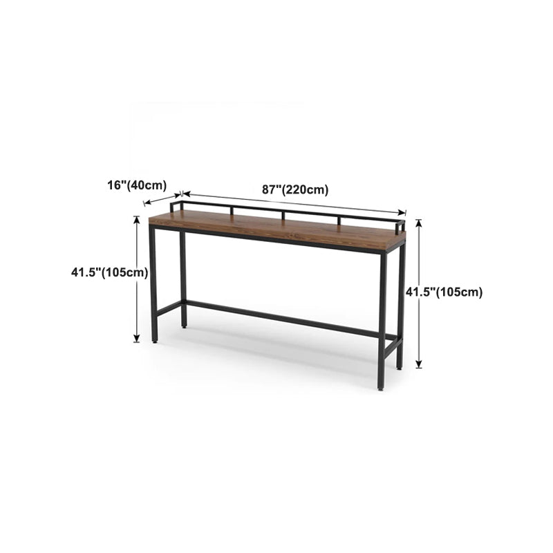 Modern 41.3"H Bar Table Black Iron Solid Wood Dining Table for Patio