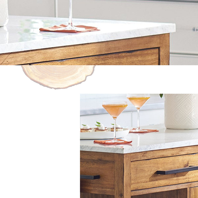 Contemporary Wood Kitchen Island Set Stationary Kitchen Island Table with Open Storage