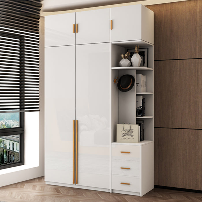 White Colour Wooden Wardrobe Soft Close Door Wardrobe Closet for Bedroom