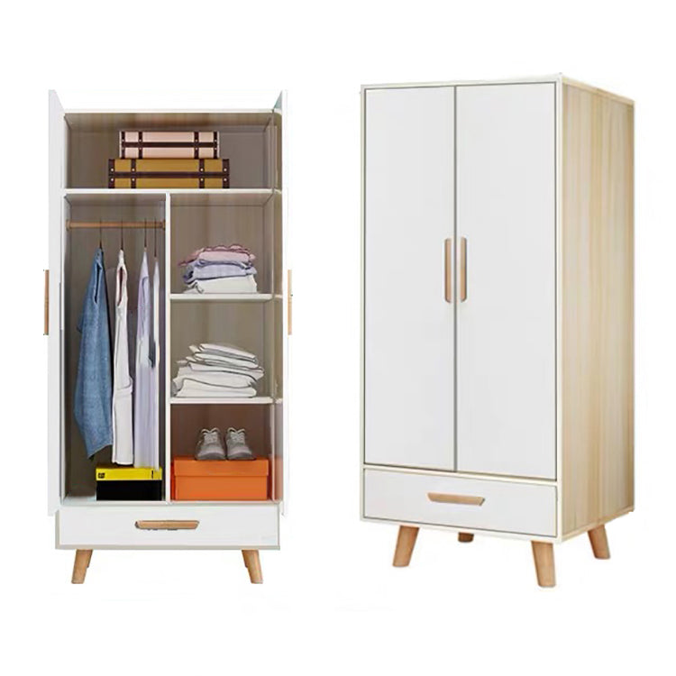 Modern White Wardrobe for Home Engineered Wood Cabinet with Hinged Doors