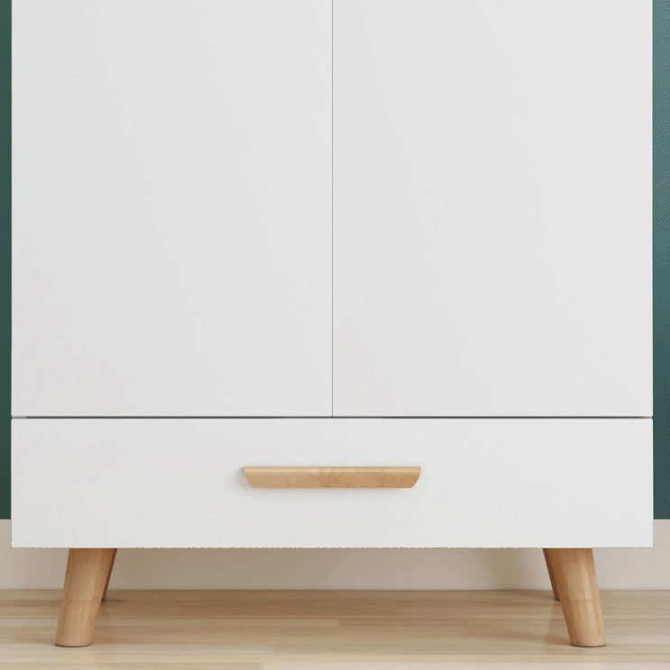 Modern White Wardrobe for Home Engineered Wood Cabinet with Hinged Doors