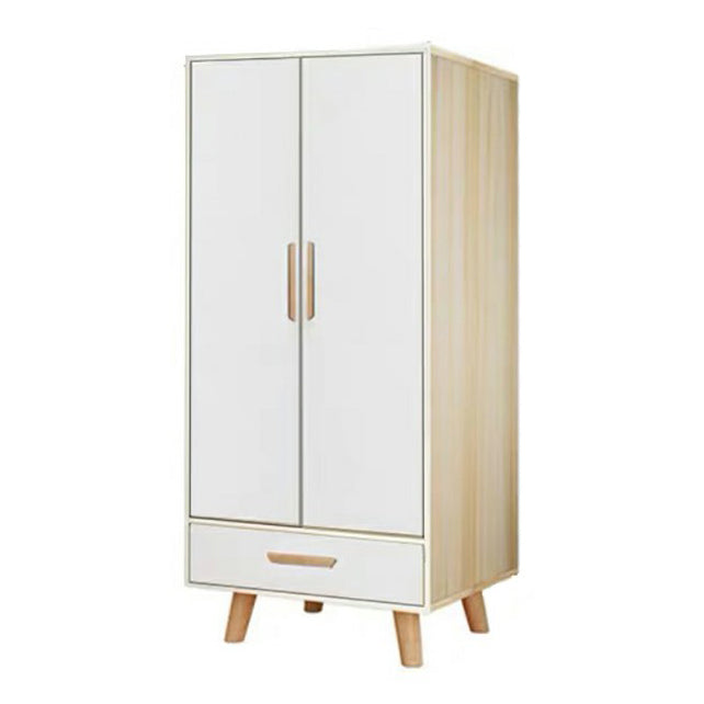 Modern White Wardrobe for Home Engineered Wood Cabinet with Hinged Doors
